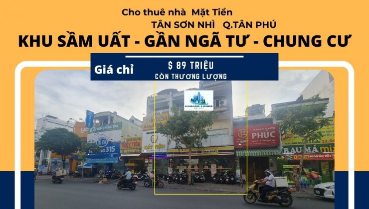 CỰC HIẾM - Cho thuê nhà mặt tiền Tân Sơn Nhì 144m2, 2Lầu - NGAY NGÃ TƯ